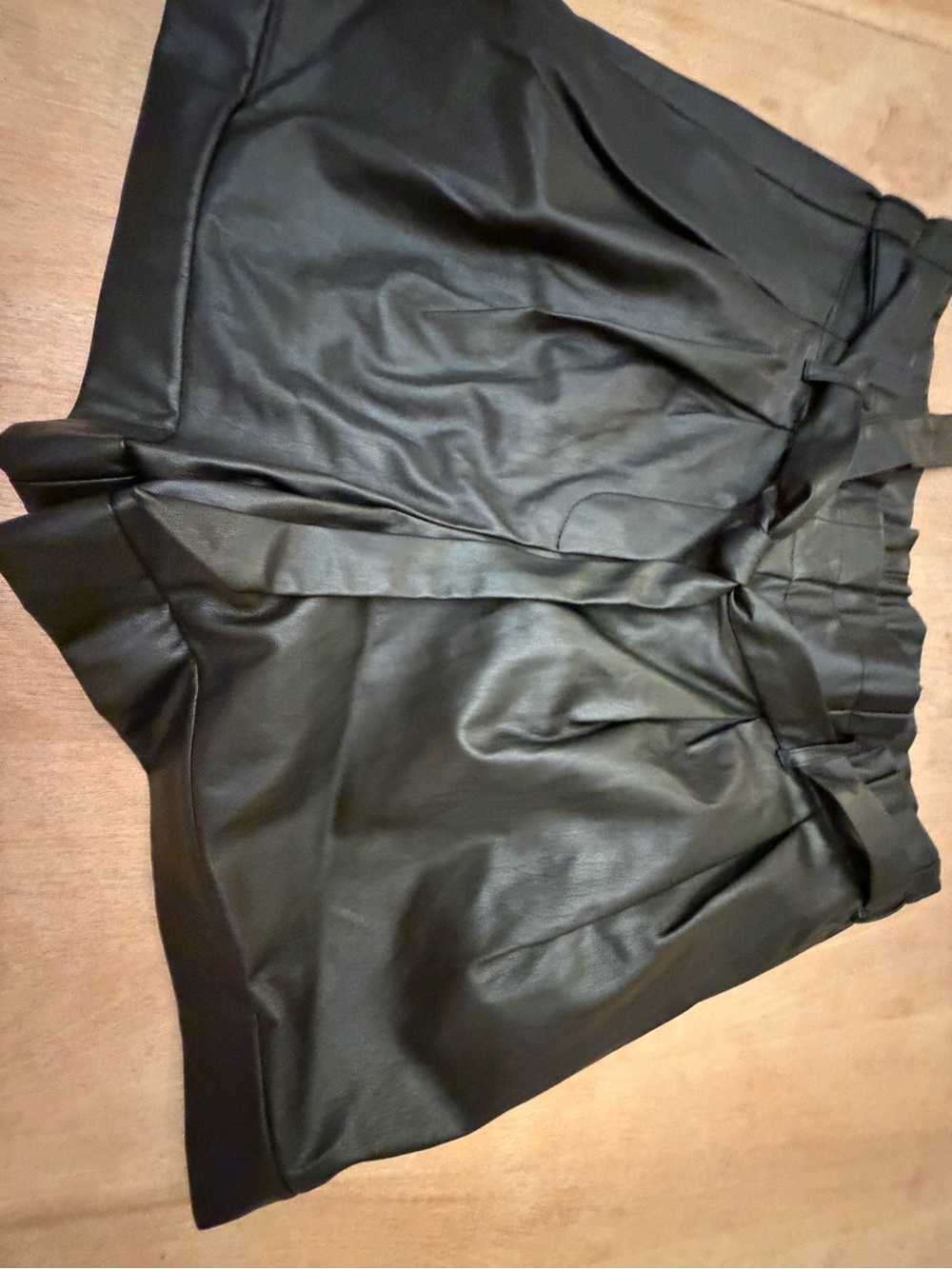 Cato Black Faux Leather Paperbag Waist Mini Shorts